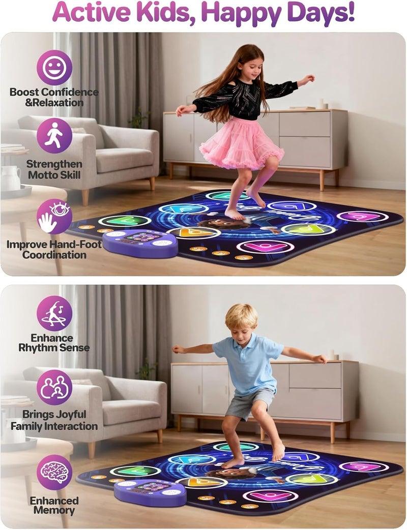 TooLion Dance Mat Toys for 3-12 Year Old Kids,Bluetooth Dance Pad with Light-Up 8 Keys,Interactive Dance Game with 4 Modes,Non-Slip & Built-in Music,Christmas Birthday Gift for Boys,Girls - Image 3
